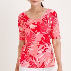 Chico's - "Touch of Cool" Ballet-Neck Tee - Size XL Resort Cruise Tropic…